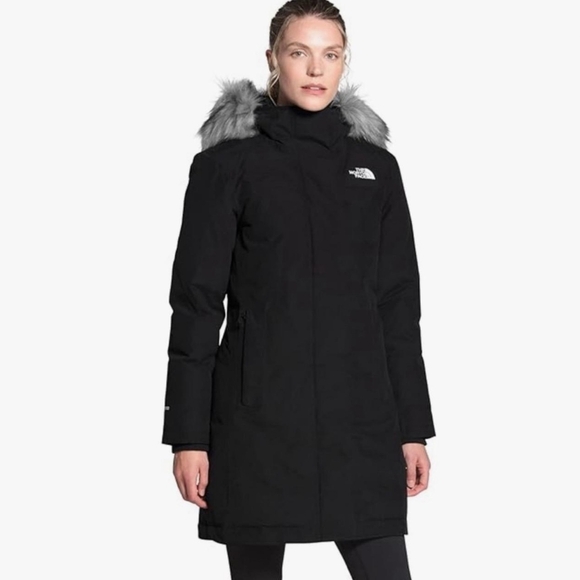 The North Face Tnf Black Arctic Parka Jacket with Faux Fur Trim Size S - Picture 1 of 9